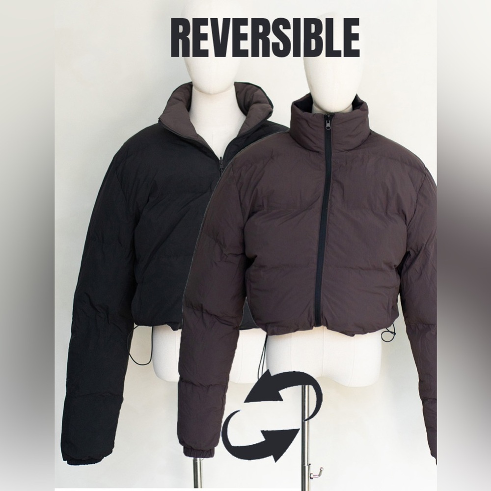 New Reversible Black and Brown Women's Puffer  Jacket Size M